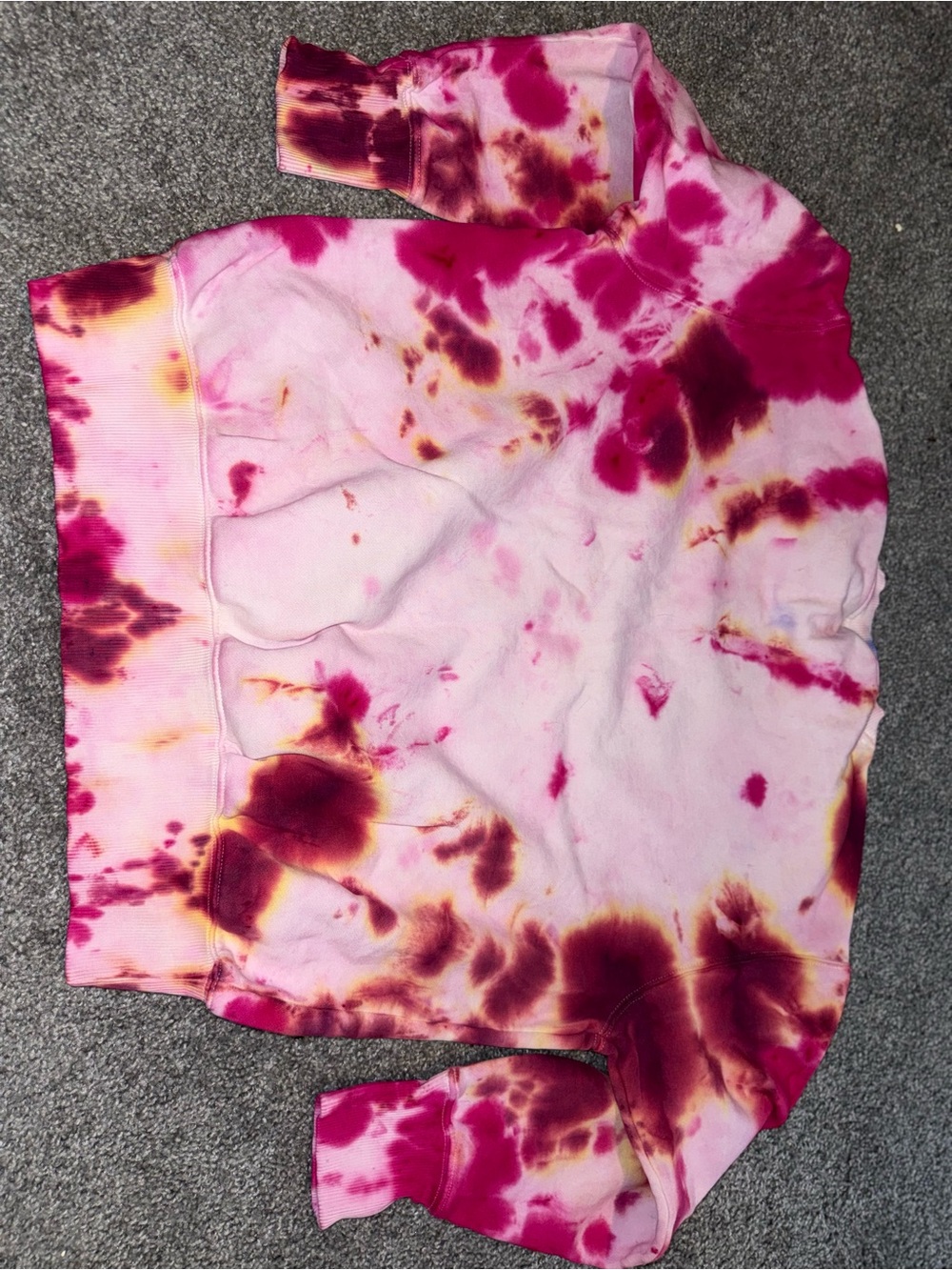 Women’s NIKE Handmade Tie Dye Hoodie Sweatshirt Pullover Pink & White Sz Small - Picture 5 of 6